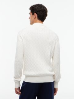 Cable Knit Polo Jumper — Yellow 4