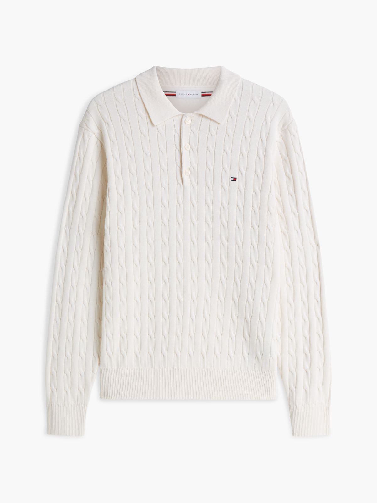 Cable Knit Polo Jumper — Yellow