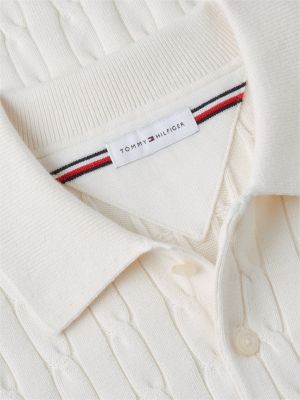 yellow cable knit polo jumper for men tommy hilfiger
