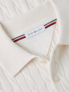 Cable Knit Polo Jumper — Yellow 6
