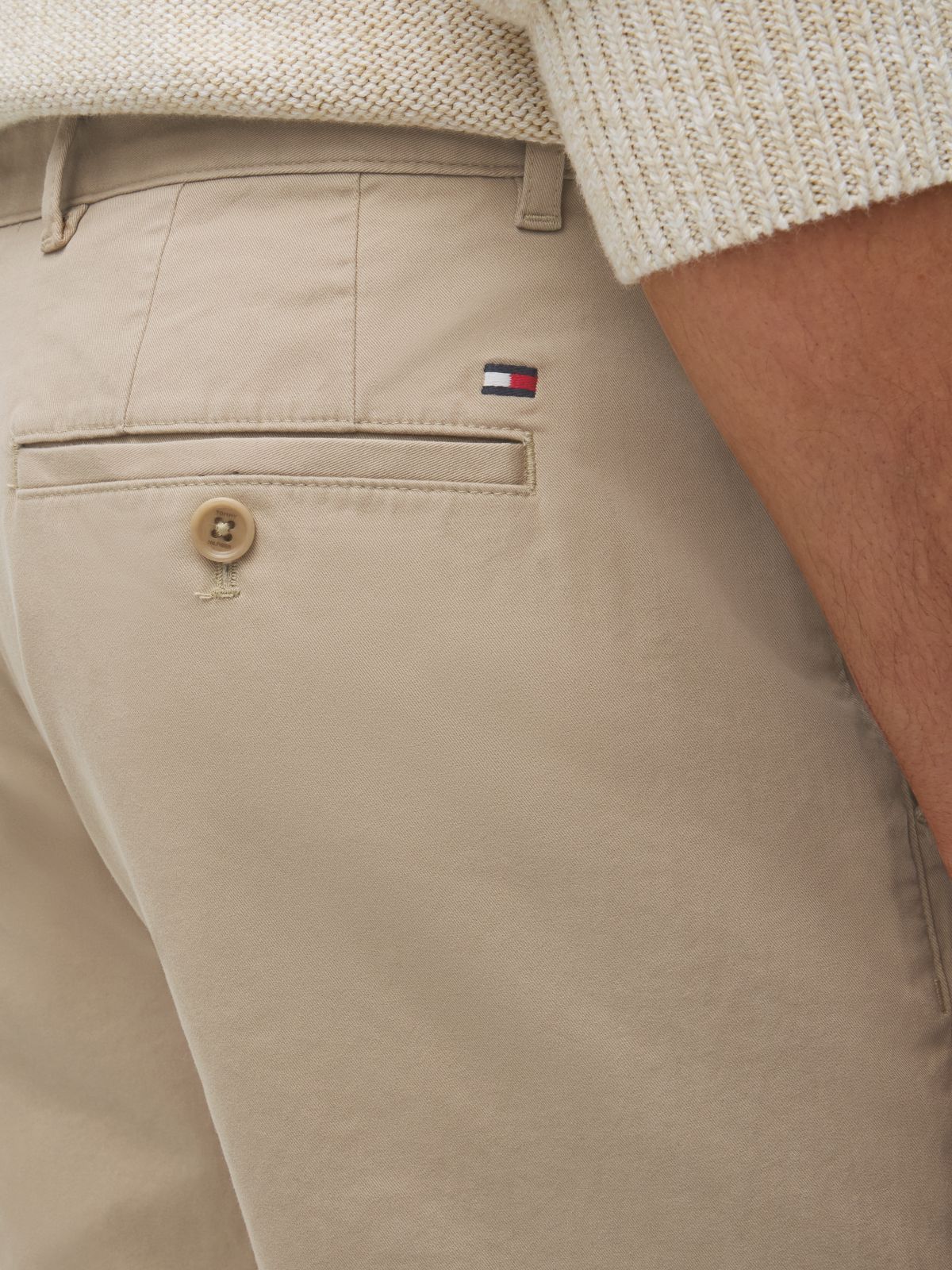 Denton Slim Straight Leg Twill Chinos — Beige