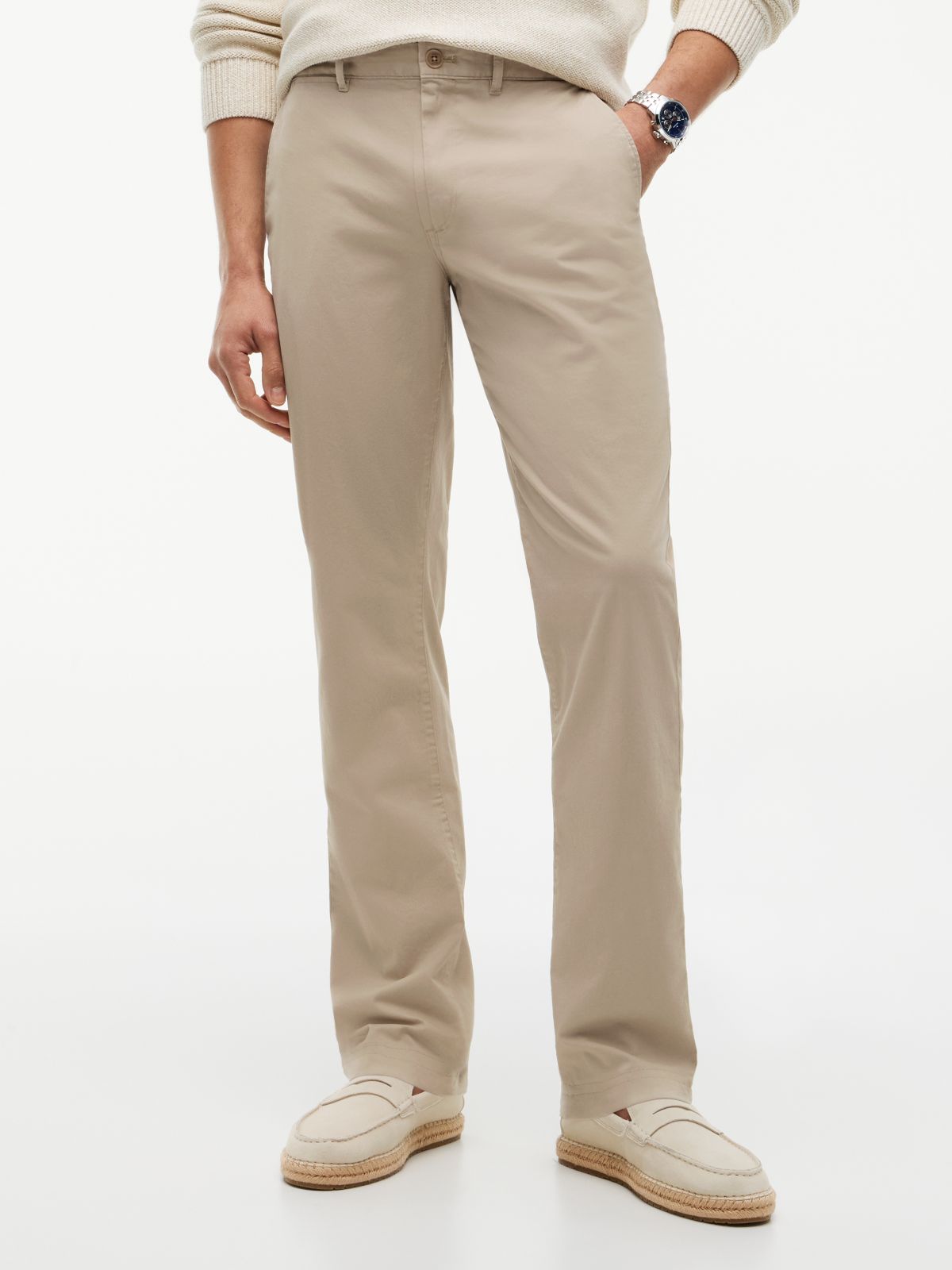 Denton Slim Straight Leg Twill Chinos — Beige