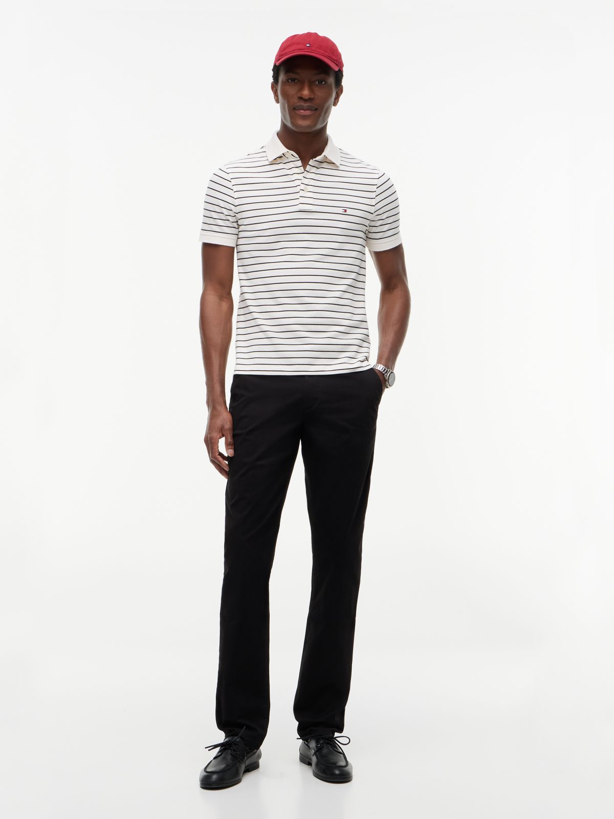 Denton Slim Straight Leg Twill Chinos — Black
