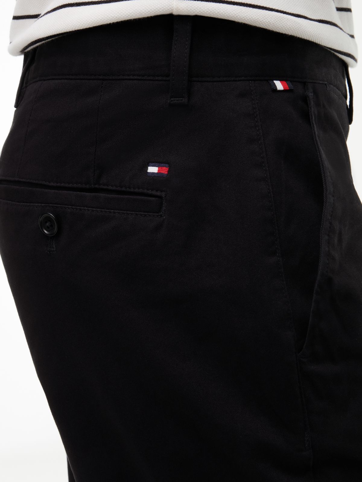 Denton Slim Straight Leg Twill Chinos — Black