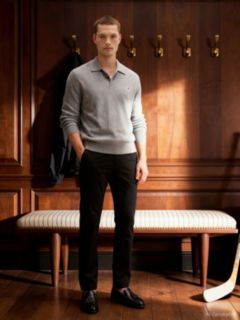 Denton Slim Straight Leg Twill Chinos — Black 5
