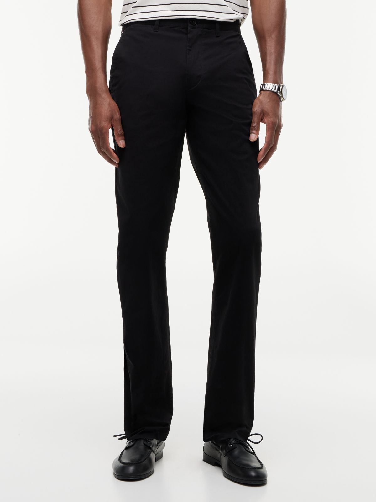 Denton Slim Straight Leg Twill Chinos — Black