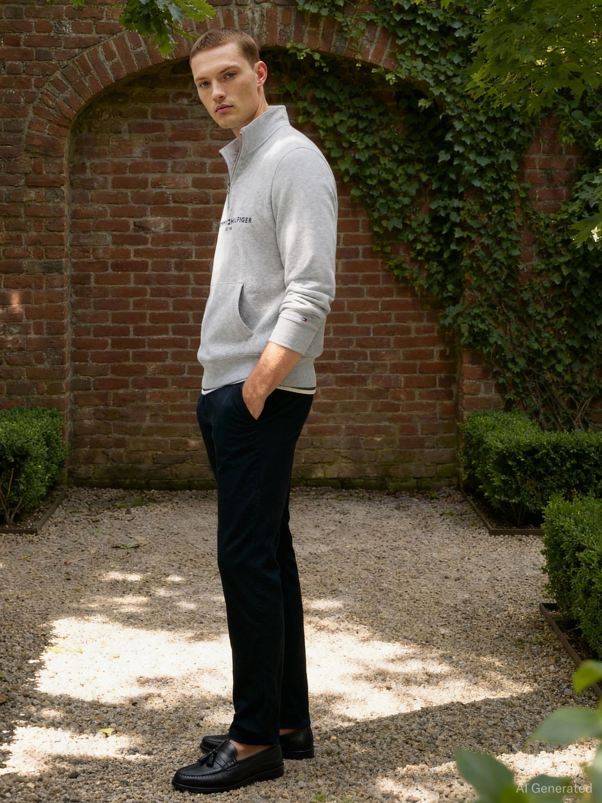 Denton Slim Straight Leg Twill Chinos — Blue