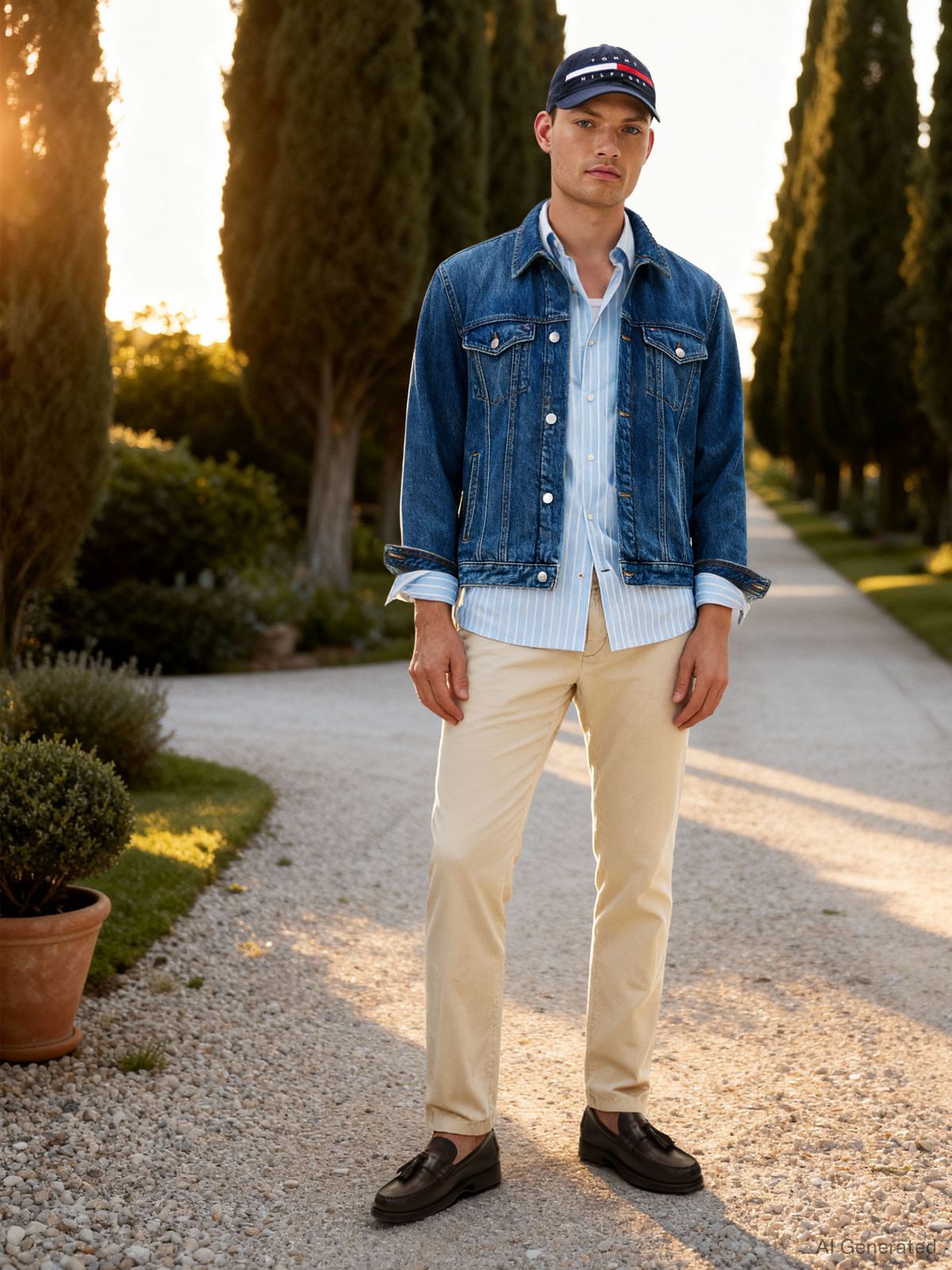 Harlem Tapered Leg Twill Chinos — Beige