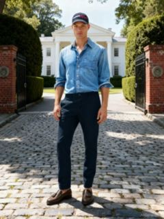 Harlem Tapered Leg Twill Chinos — Blue 5