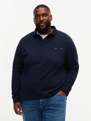 blue plus 1985 regular fit long sleeve polo shirt for men tommy hilfiger