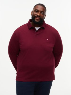 purple plus 1985 regular fit long sleeve polo shirt for men tommy hilfiger