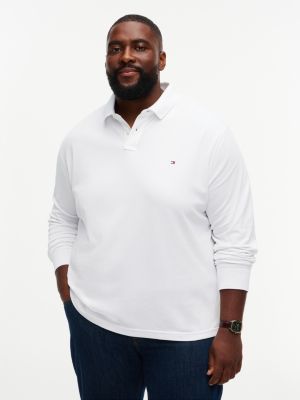 white plus 1985 regular fit long sleeve polo shirt for men tommy hilfiger