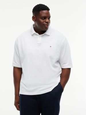white plus 1985 regular fit pique polo shirt for men tommy hilfiger