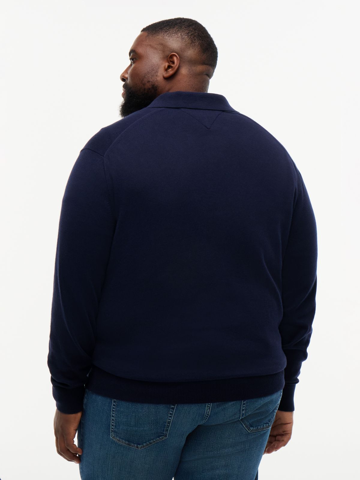 Plus Regular Fit Polo Jumper With Cashmere — Blue