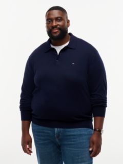 Plus Regular Fit Polo Jumper With Cashmere — Blue 1