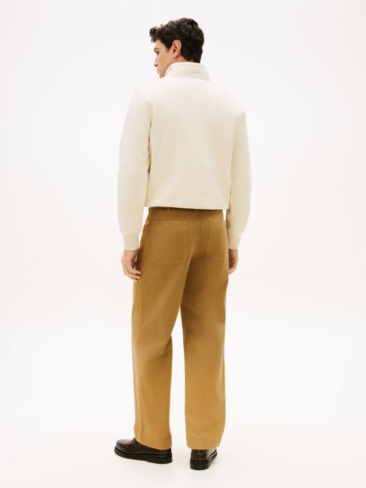 Straight Washed Canvas Carpenter Trousers — Brown