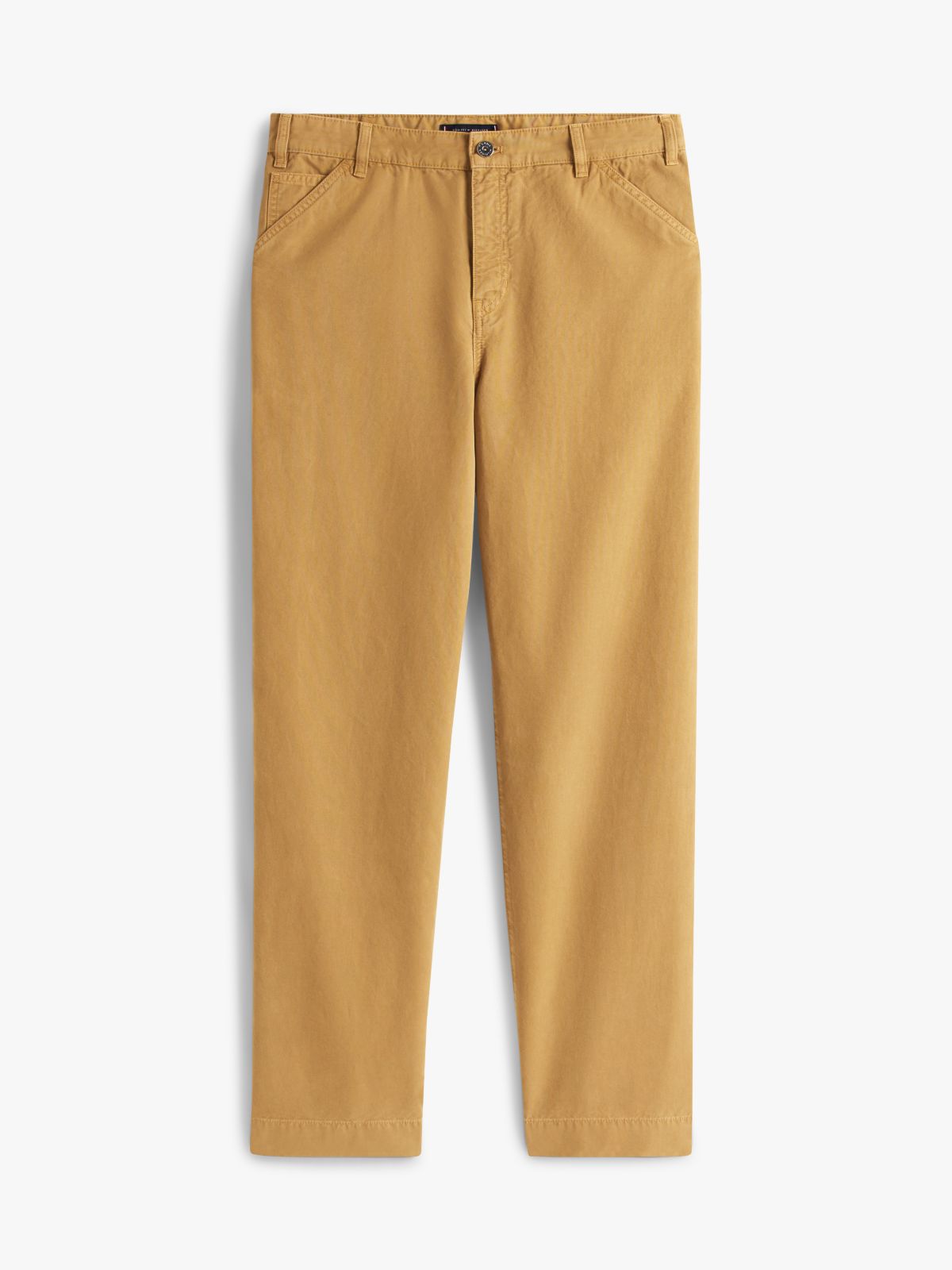 Straight Washed Canvas Carpenter Trousers — Brown