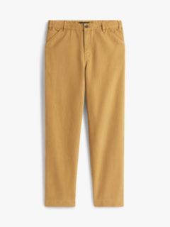 Straight Washed Canvas Carpenter Trousers — Brown 5