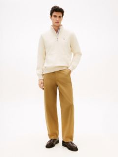 Straight Washed Canvas Carpenter Trousers — Brown 1