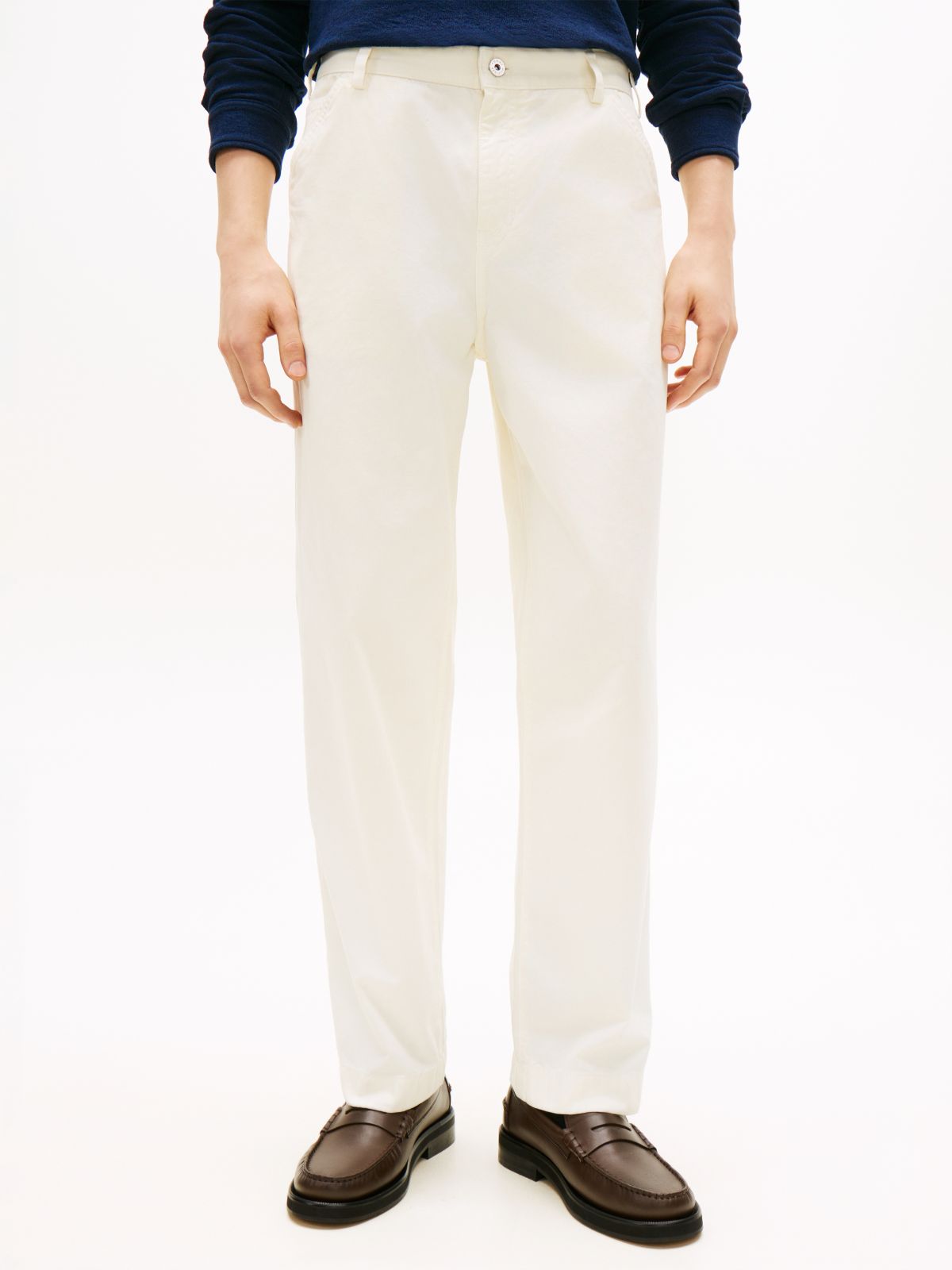 Straight Washed Canvas Carpenter Trousers — Brown