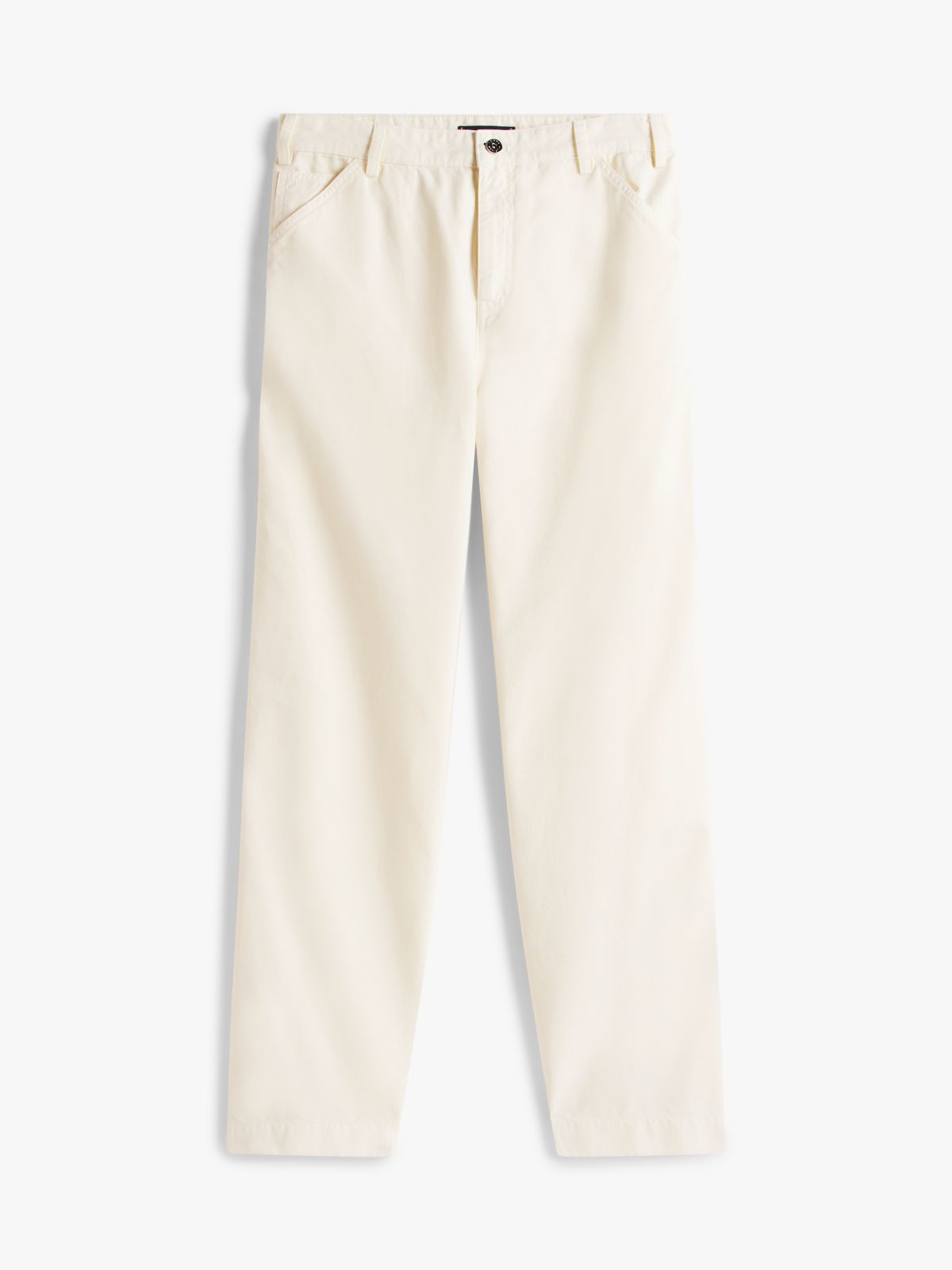 Straight Washed Canvas Carpenter Trousers — Brown
