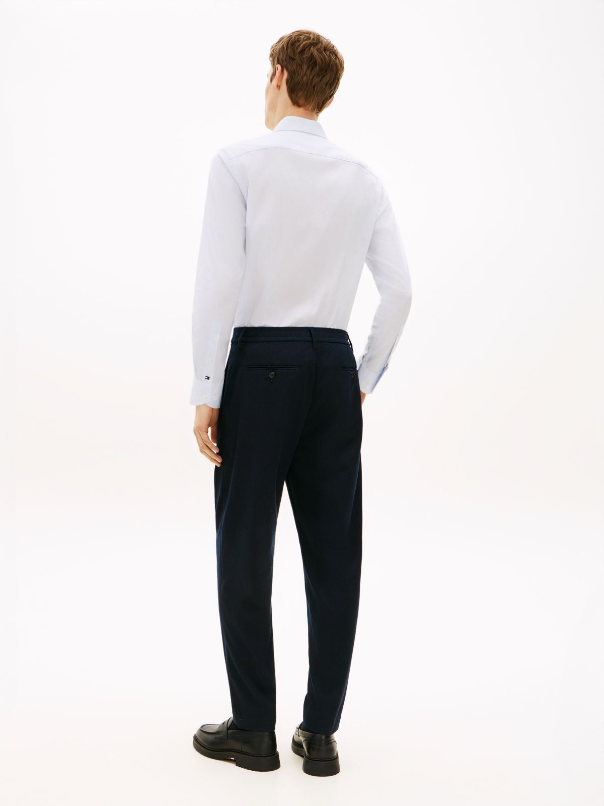 Straight Brushed Herringbone Chinos — Blue