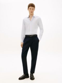 Straight Brushed Herringbone Chinos — Blue 1