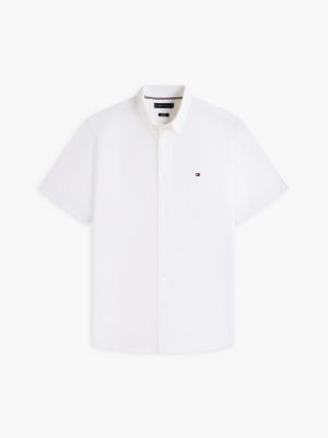 white regular fit flex poplin short sleeve shirt for men tommy hilfiger