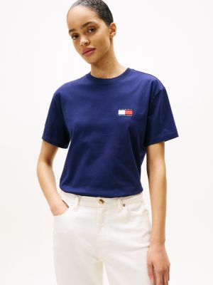t-shirt the sail amsterdam capsule con loghi blu da uomini tommy hilfiger