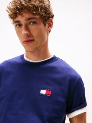 t-shirt the sail amsterdam capsule con loghi blu da uomini tommy hilfiger