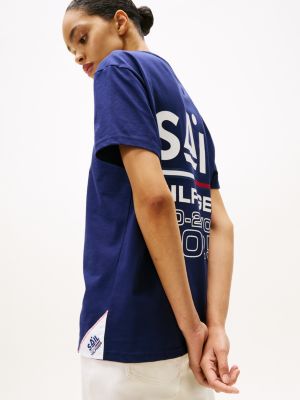 t-shirt the sail amsterdam capsule con loghi blu da uomini tommy hilfiger