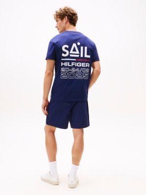 t-shirt the sail amsterdam capsule con loghi blu da uomini tommy hilfiger