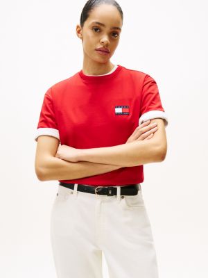 t-shirt the sail amsterdam capsule con loghi rosso da uomini tommy hilfiger