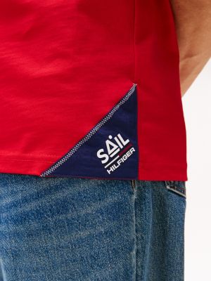 t-shirt the sail amsterdam capsule con loghi rosso da uomini tommy hilfiger