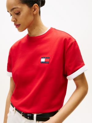 t-shirt the sail amsterdam capsule con loghi rosso da uomini tommy hilfiger