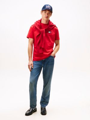 t-shirt the sail amsterdam capsule con loghi rosso da uomini tommy hilfiger