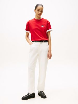 t-shirt the sail amsterdam capsule con loghi rosso da uomini tommy hilfiger