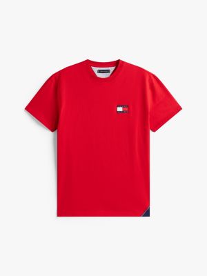t-shirt the sail amsterdam capsule con loghi rosso da uomini tommy hilfiger