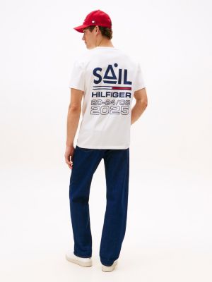 t-shirt the sail amsterdam capsule con loghi bianco da uomini tommy hilfiger