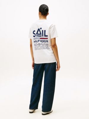 t-shirt the sail amsterdam capsule con loghi bianco da uomini tommy hilfiger