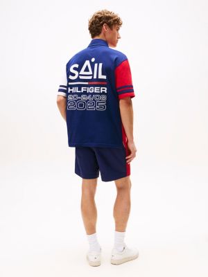 polo à logo capsule sail amsterdam au dos bleu pour hommes tommy hilfiger