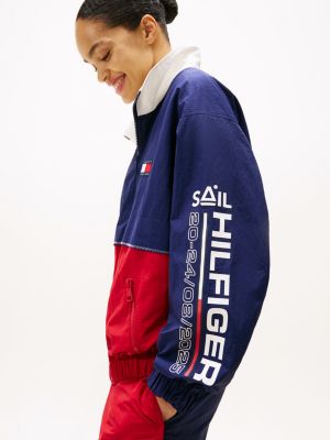 blue the sail amsterdam capsule back logo windbreaker for men tommy hilfiger