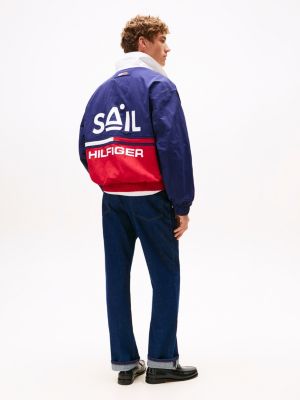 blue the sail amsterdam capsule back logo windbreaker for men tommy hilfiger