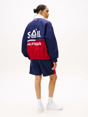 blue the sail amsterdam capsule back logo windbreaker for men tommy hilfiger