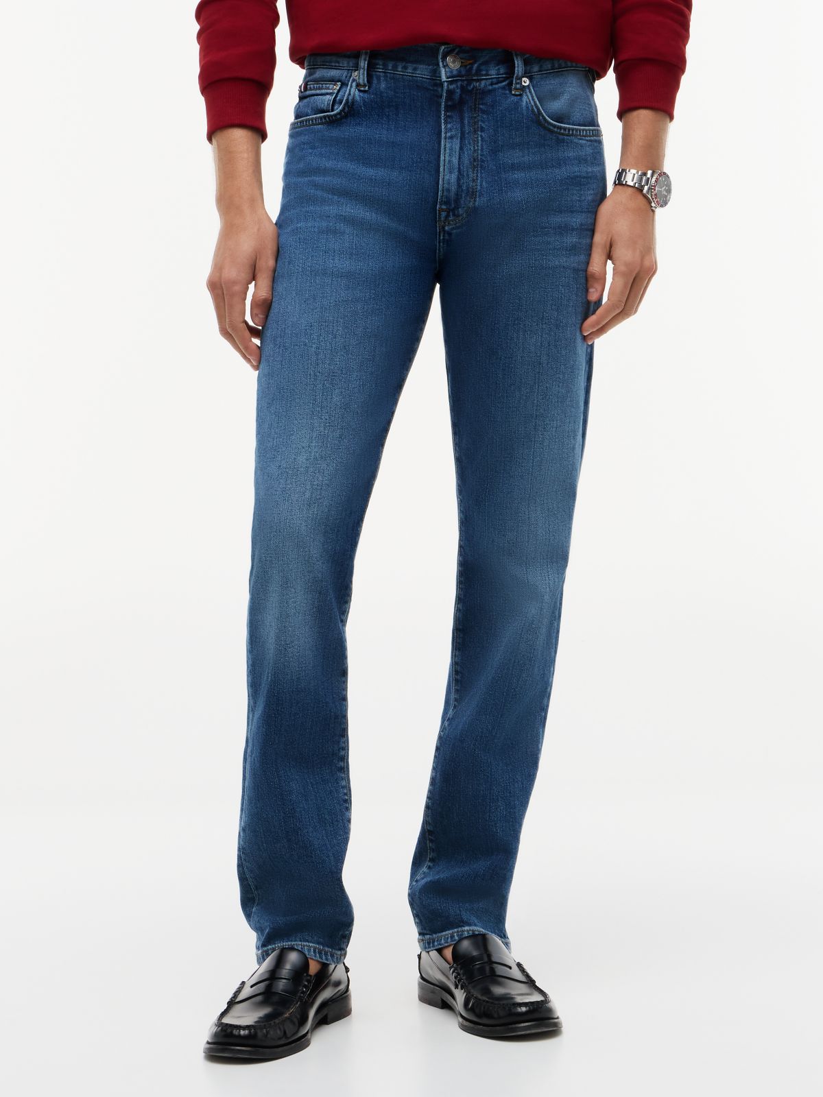 Denton Slim Straight Whiskered Jeans — Blue