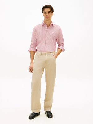 khaki dover washed regular straight leg jeans for men tommy hilfiger