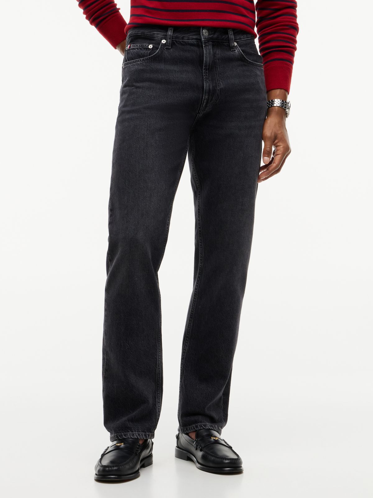 Dover Regular Straight Whiskered Black Jeans — Grey