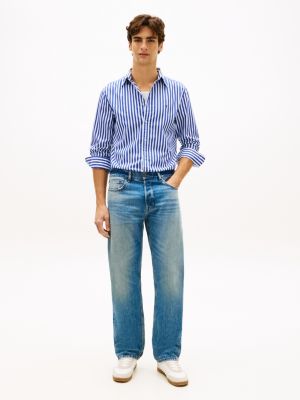 blue dover regular straight leg jeans aus selvedge-denim für herren - tommy hilfiger