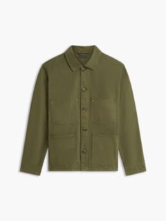 Washed Flag Embroidery Denim Chore Jacket — Green 5