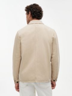 Washed Flag Embroidery Denim Chore Jacket — Khaki 5